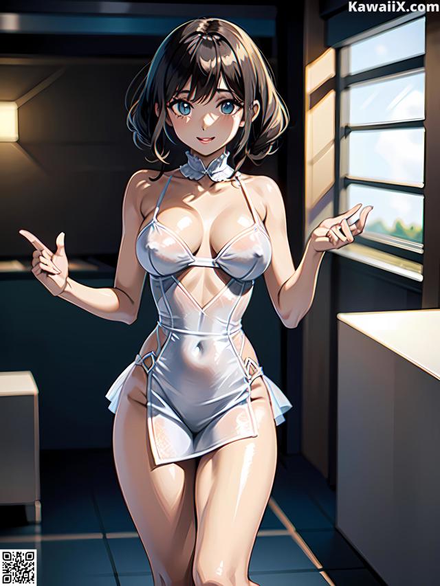 Hentai - 华彩繁花 Set 2 20230602 Part 24 No.f253cc A woman in a white bathing suit pointing at something.