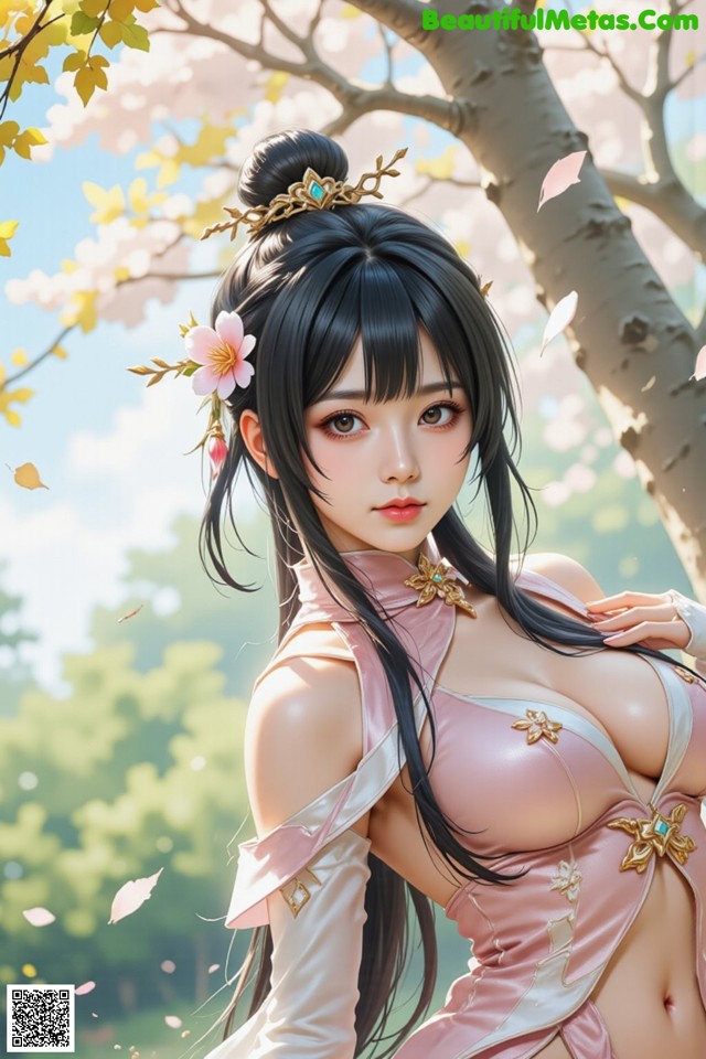 Hentai - The Frozen Elegance That Melts Starlight Set.2 20250106 Part 2 No.15bea4 A woman in a pink dress standing next to a tree.