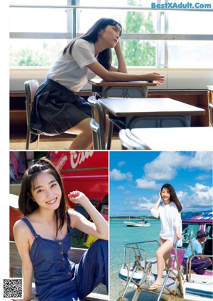 A young woman in a white shirt smiles at the camera.