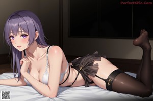 Anime girl with big tits on the beach.